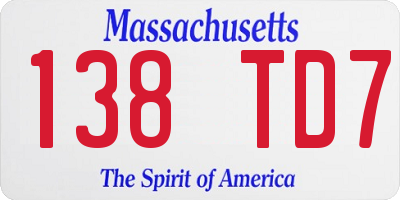 MA license plate 138TD7