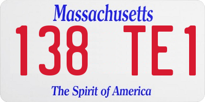 MA license plate 138TE1