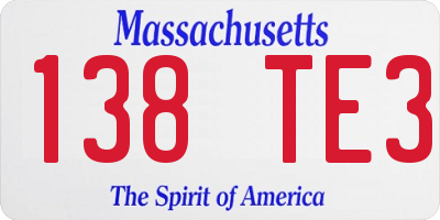 MA license plate 138TE3