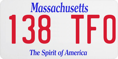 MA license plate 138TF0