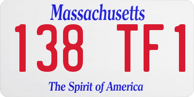 MA license plate 138TF1