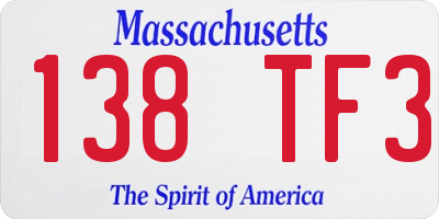 MA license plate 138TF3