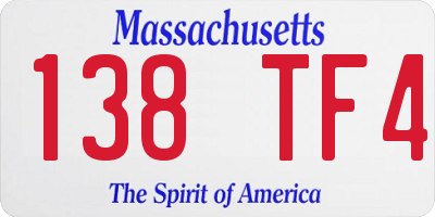 MA license plate 138TF4