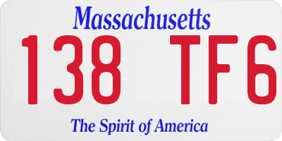 MA license plate 138TF6