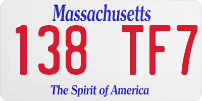MA license plate 138TF7
