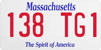 MA license plate 138TG1