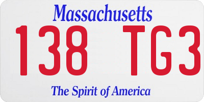 MA license plate 138TG3
