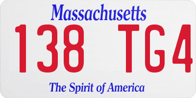 MA license plate 138TG4