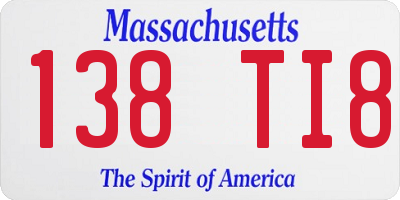 MA license plate 138TI8