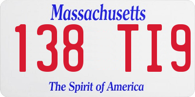 MA license plate 138TI9