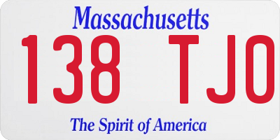 MA license plate 138TJ0
