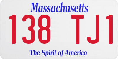 MA license plate 138TJ1