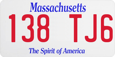 MA license plate 138TJ6