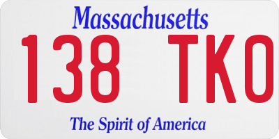 MA license plate 138TK0
