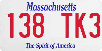 MA license plate 138TK3
