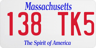 MA license plate 138TK5
