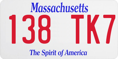 MA license plate 138TK7