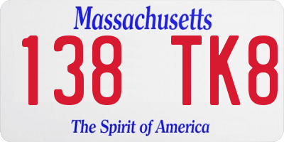 MA license plate 138TK8