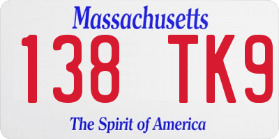 MA license plate 138TK9