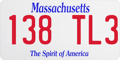 MA license plate 138TL3