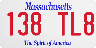 MA license plate 138TL8