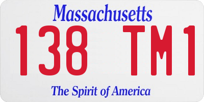 MA license plate 138TM1