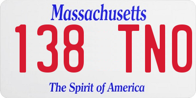 MA license plate 138TN0