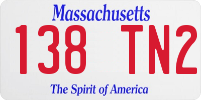 MA license plate 138TN2