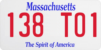 MA license plate 138TO1