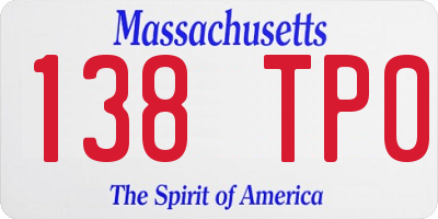 MA license plate 138TP0