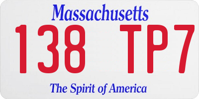 MA license plate 138TP7