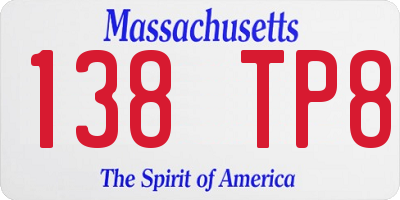 MA license plate 138TP8