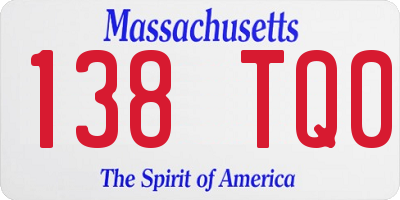 MA license plate 138TQ0