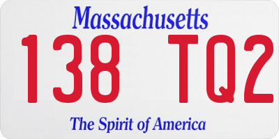 MA license plate 138TQ2
