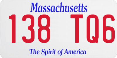 MA license plate 138TQ6