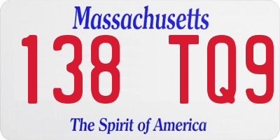 MA license plate 138TQ9