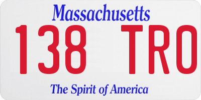 MA license plate 138TR0