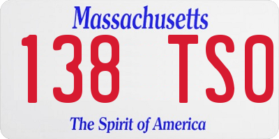 MA license plate 138TS0