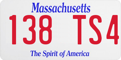 MA license plate 138TS4