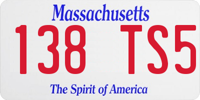 MA license plate 138TS5