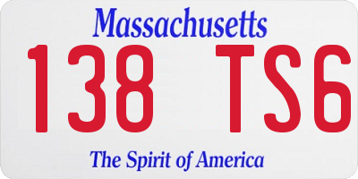 MA license plate 138TS6