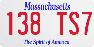 MA license plate 138TS7