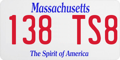 MA license plate 138TS8