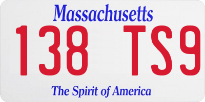 MA license plate 138TS9