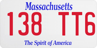 MA license plate 138TT6