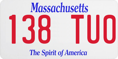MA license plate 138TU0