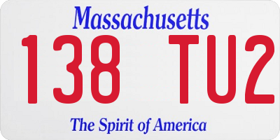 MA license plate 138TU2