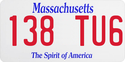 MA license plate 138TU6