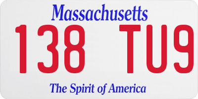 MA license plate 138TU9