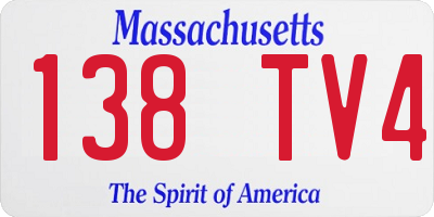 MA license plate 138TV4